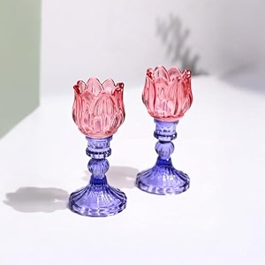 market 99 blue glass t-light candle holder  cylindrical tealight stand with elegant stripe design amp matte finish  decorative votive for diwali dining table bedroom wedding amp festive gifting
