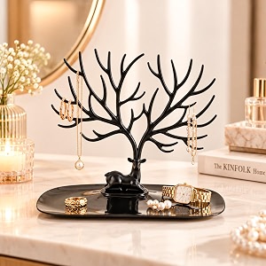 market 99 black deer jewellery holder stand  decorative jewelry organizer for rings earrings bangles bracelets amp necklaces  tabletop display rack for dressing table bedroom home dcor amp gifting
