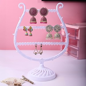 market 99 white jewellery holder organizer stand  space-saving ring dash and display for rings earrings bangles bracelets amp necklaces  stylish amp functional tabletop jewellery organizer