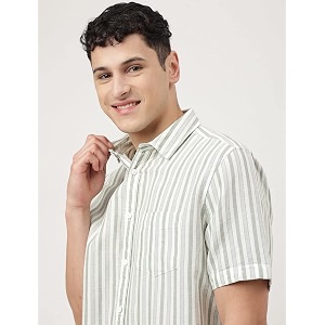 Marks Spencer Mens Striped Linen Blend