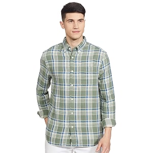 Marks Spencer Mens Checkered Cotton Collared