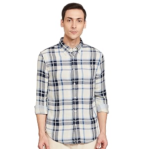 Marks Spencer Mens Checkered Cotton Collared