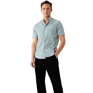 Marks Spencer Mens Solid Cotton Collared