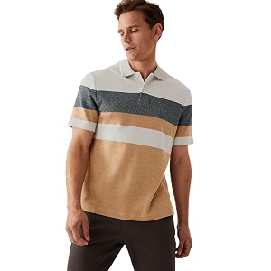 Marks Spencer Mens Striped Cotton Collared