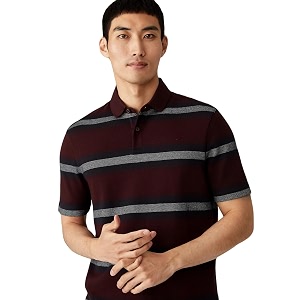 Marks Spencer Mens Striped Cotton Collared