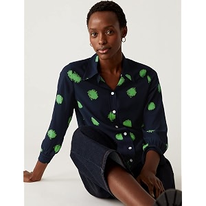 Marks Spencer Womens Printed Polyester Collared