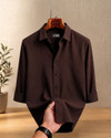 Marmic Fab Men Solid Casual Brown Shirt