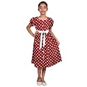 Maroon White Polka DOT Printed Girls Dress