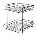 MARQO 2 Tier Steel Multi-Functional Countertop Cabinet Organizer | Black Metal Kitchen Storage Rack - 21x28x30 Cm