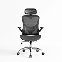 marrap Ergonomic Office Chair, Mesh Seat Cushion with 3D Armrests and 3D Headrest, Adjustable Lumbar Support with 90-120° Rocking Function for Home Office, Black
