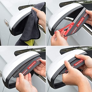 marrone 2pcs rear view mirror rain visor smoke guard universal carbon fiber rear view side mirror rain eyebrow for cars suv truck rear view mirror cover accessories smiley