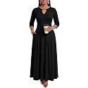 MarryUP Women 2025 Casual Loose Maxi Dress with Pockets V Neck Short Sleeve Tiered Long Summer Beach Swing Dresses