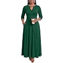 MarryUP Women 2025 Casual Loose Maxi Dress with Pockets V Neck Short Sleeve Tiered Long Summer Beach Swing Dresses