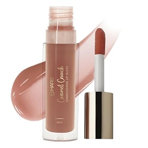 mars candylicious sheer lip gloss for women  hydrating amp high shine  lightweight  non-sticky  enriched with vitamin-e hyaluronic acid amp avocado ester 40ml 03-caramel crunch
