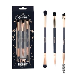 mars enchanted eye brush set of 3  multipurpose eye makeup eyebrow amp liner brushes  soft bristles  compact amp travel friendly