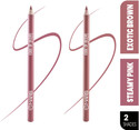MARS Matte Lip Liner | Smooth Application, Long Lasting & Travel friendly Lip Pencil (STEAMY PINK + EXOTIC BROWN)
