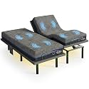 Marsail MS01-2 Split King Adjustable Base with Massage, Wireless Remote, 4 Adjustable Heights, Nightlight, 3 Minutes Fast Assembly