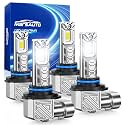 Marsauto 9005 9006 LED Bulbs Combo, 60,000LM 9005 9006 combo led Kit 6500K Cool White, 500%+ Brighter HB3 HB4 Fog Light, Fanless IP68 Plug and Play, Pack of 4
