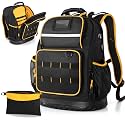 Marscamd Heavy Duty Tool Backpack with Hard Bottom & Tool Pouch, Black