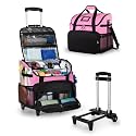 Marscamd Large Rolling Cleaning Caddy Bag with Detachable Trolley, Pink