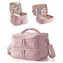 Marscamd Quilted Nail Polish Organizer Bag Holds 42 Bottles and Nail Lamp