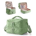 Marscamd Quilted Nail Polish Organizer Bag Holds 42 Bottles and Nail Lamp