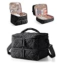 Marscamd Quilted Nail Polish Organizer Bag Holds 42 Bottles and Nail Lamp