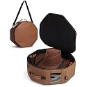 Marscamd Vegan Leather Hat Box, Fits 4 Cowboy or Wide-Brim Hats, Dark Brown