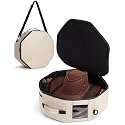 Marscamd Vegan Leather Hat Box, Fits 4 Cowboy or Wide-Brim Hats, Beige