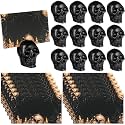 Marspark 12 Pack Halloween Black Skull Place Card Holders with 12 Cards