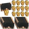 Marspark 12 Pack Halloween Gold Skull Place Card Holders with 12 Cards