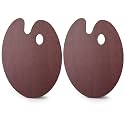 Marspark 2 Pcs Oval Walnut Wooden Paint Palette 16 x 12 Inch Smooth Paint Tray Palettes for Acrylic Double-Sided Glazed Painting Tray for Watercolor Oil Painting DIY Artistic Craft