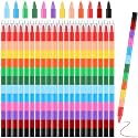 Marspark 20 Pcs Stackable Crayons 12 Colors,Vivid Color,Flat
