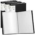 Marspark 4 Pcs Binder with Plastic Sleeves 40 Pocket Art Portfolio Presentation Book Binder Large 8.5 x 11 Inch Art Portfolio Folder with Clear Sheet Protector Display 80 Page (Black)