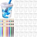 Marspark 40 Pcs No Spill Paint Cups with Lids for Adults, White