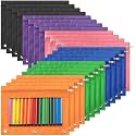 Marspark 48 PCS Zipper Pencil Pouch 3 Ring Binder Bulk,Multicolor