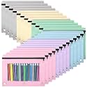 Marspark 48 PCS Zipper Pencil Pouch 3 Ring Binder Bulk,Macaron Color