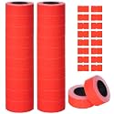Marspark Fluorescent Red 1 Line Price Gun Labels, 12,000 Blank Tags, 20 Rolls of 600 Stickers Compatible with MX-5500 Perco Motex Labelers for Retail Pricing