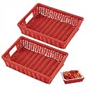Marsui 2 Pcs Wicker Serving Baskets for 9x13 Inch Foil Pans, Christmas Red