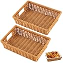 Marsui 2 Pcs Wicker Serving Baskets for 9x13 Inch Foil Pans, Brown
