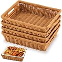 Marsui 4 Pcs Wicker Serving Baskets for 9x13 Inch Foil Pans, Brown