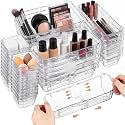 Marsui 40 Pcs Extendable Clear Drawer Organizer Set Acrylic Bins for Makeup
