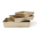 Martha Stewart Gallen 3-Piece Baking Pan Set – 13", 15", 17" Baking Pans, Ceramic Nonstick, PFA-Free, Carbon Steel, Champagne – Oven Safe to 450°F, Warp-Resistant, Easy to Clean - Taupe