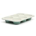 Martha Stewart Gallen Cup Nonstick Carbon Steel Muffin and Cupcake Pan - Teal Durable Bakeware for Muffins, Cupcakes & Mini Cakes, 6 Cup Muffin Pan (Pack of 6)