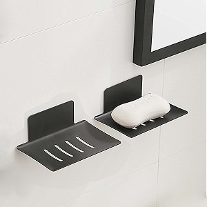 martronic dish shower waterfall black stainless steel soap tray with drain for showerbathroomkitchencounter top keep soap bars dry amp clean - 2pcs