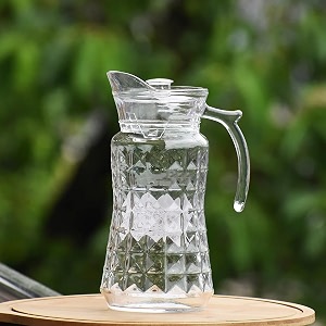 martvia premium juice and water glass pitcher jug with lid 18 liter romantic style jugs with handle pitcher for serve water milk juice lassi cocktail ideal for gift beverage carafes np - 10
