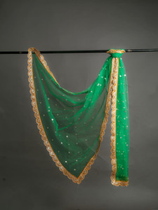 maruti krupa enterprise net embroidered green women dupatta