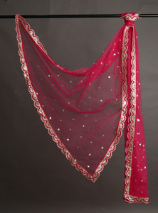 maruti krupa enterprise net embroidered red women dupatta