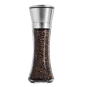 marve beautiful stainless steel salt amp pepper grinders refillable set - saltspice shakers with adjustable coarse mills - easy clean ceramic grinders with funnel big pepper mill 1 pcs