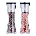 Marve Beautiful Stainless Steel Salt &amp; Pepper Grinders Refillable Set - Salt/Spice Shakers with Adjustable Coarse Mills - Easy Clean Ceramic Grinders with Funnel (Big Pepper Mill 2 Pc)